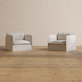 Slipcover Only - Modular Washable Armchair Set in Powder