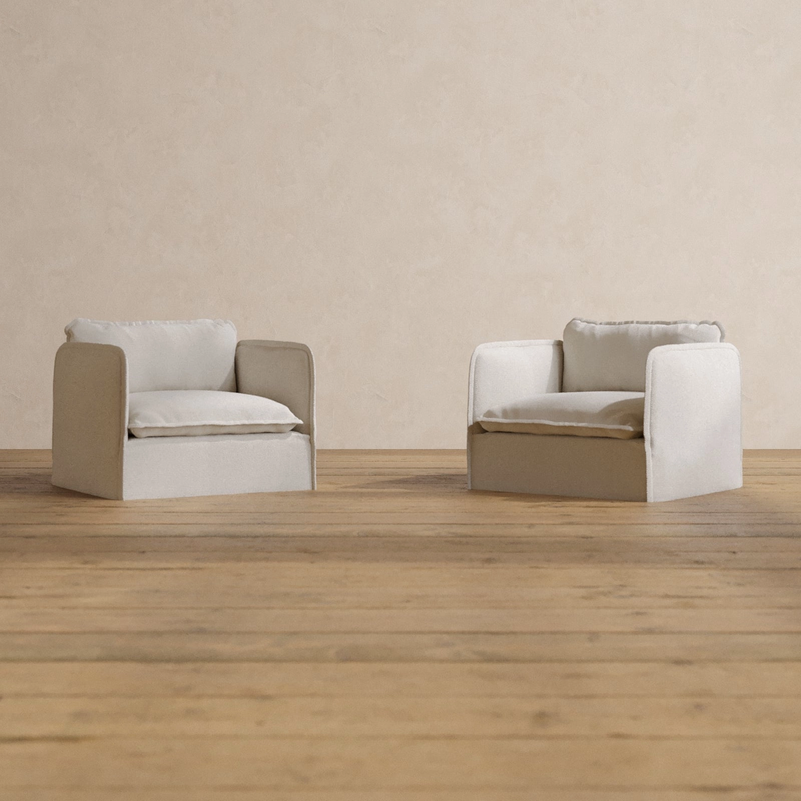 Slipcover Only - Modular Washable Armchair Set in Powder
