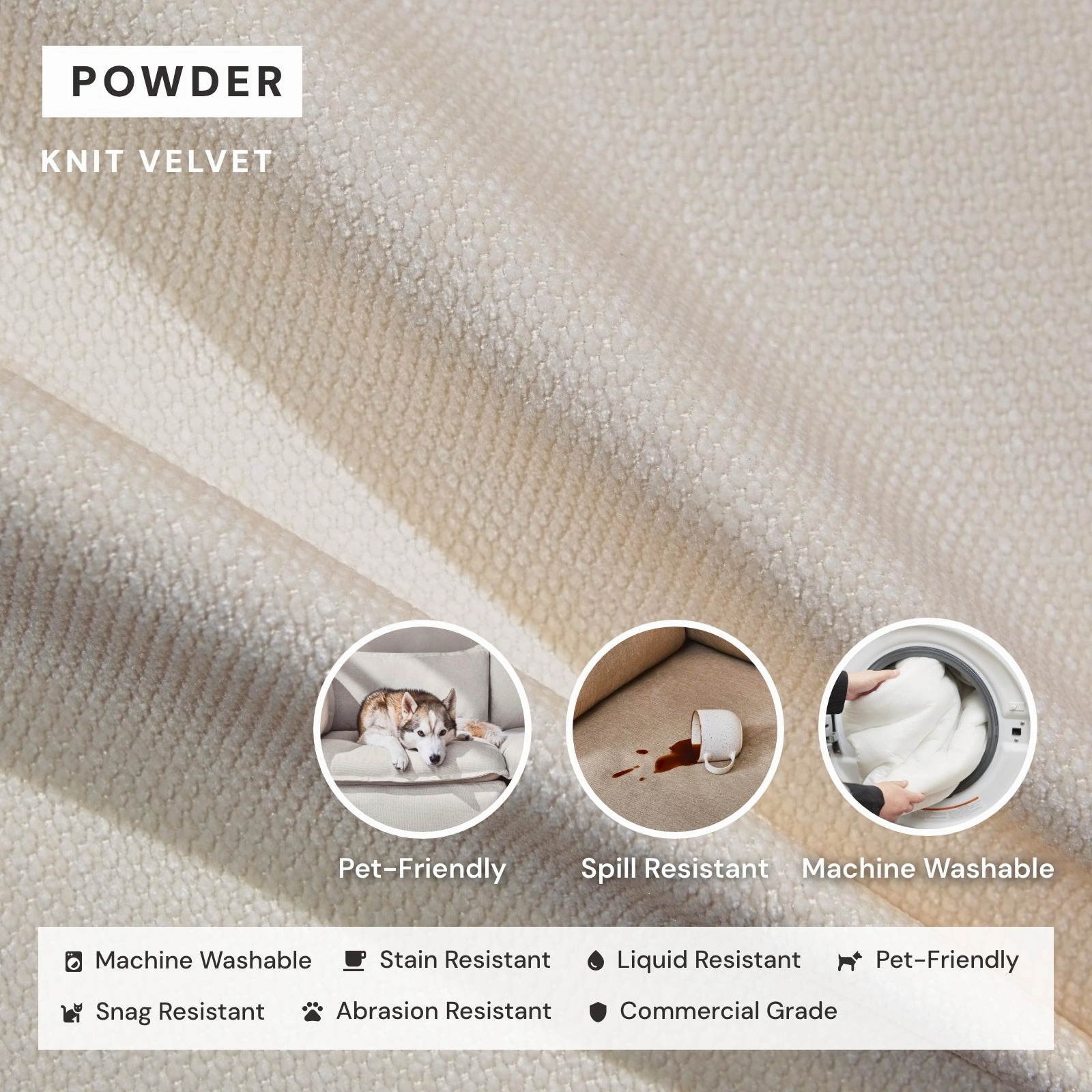 Slipcover Only - Modular Washable Armchair Set in Powder