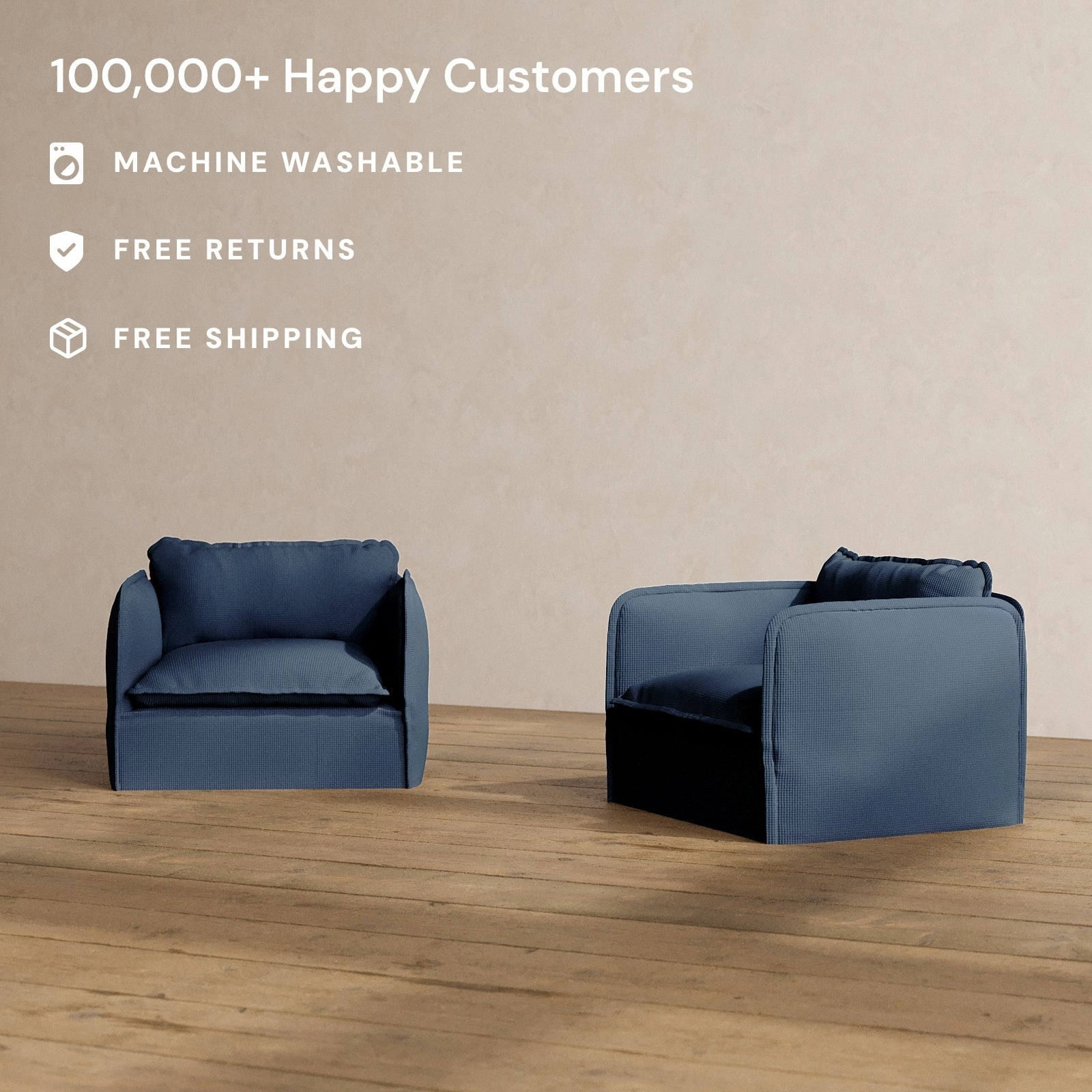 Slipcover Only - Modular Washable Armchair Set in Sumi