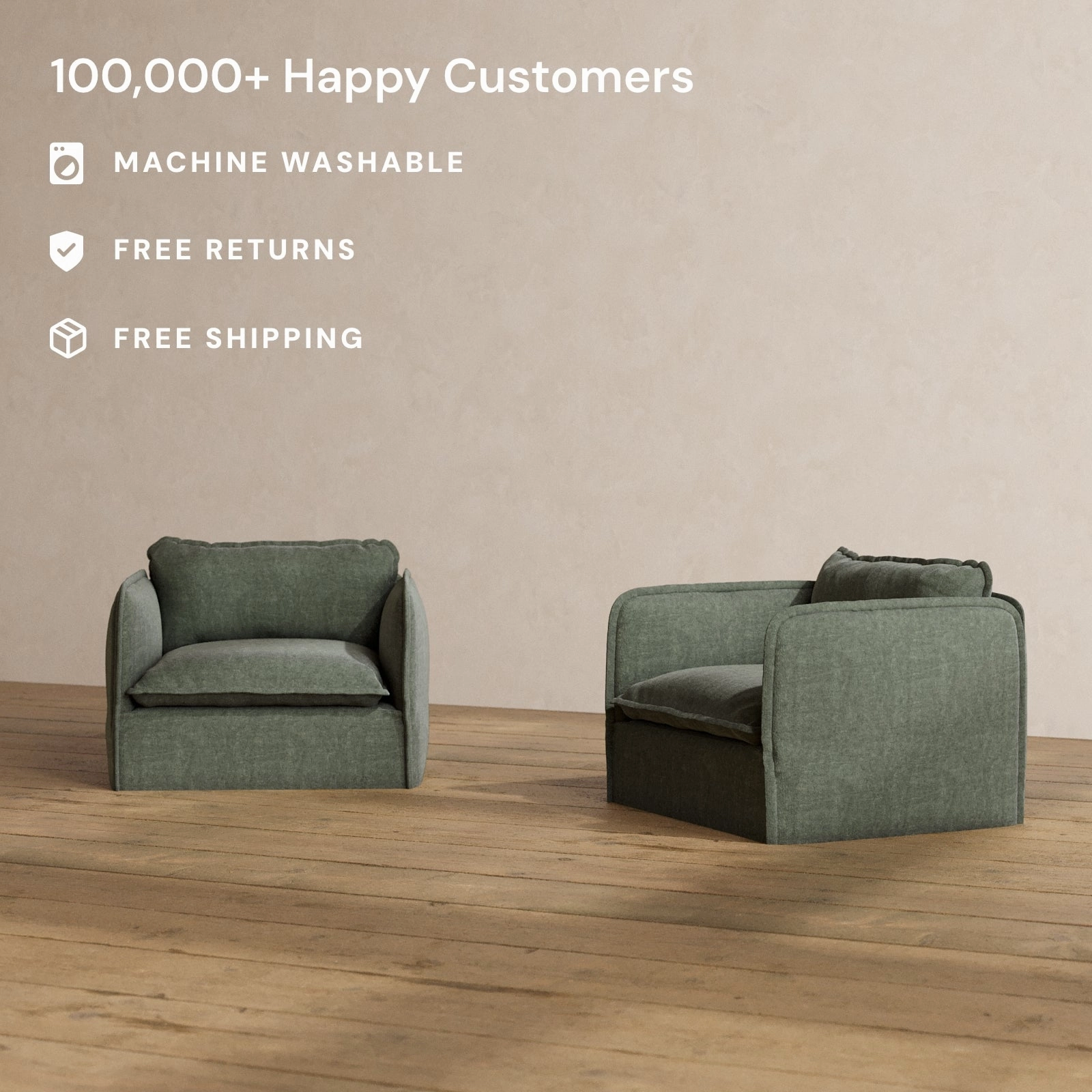 Slipcover Only - Modular Washable Armchair Set in Willow