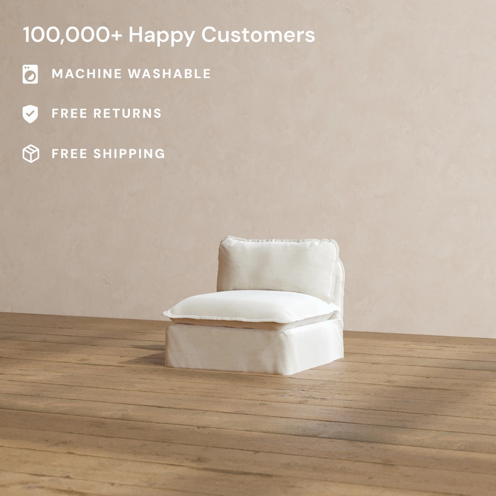 Slipcover Only - Modular Washable Armless Chair in Coco