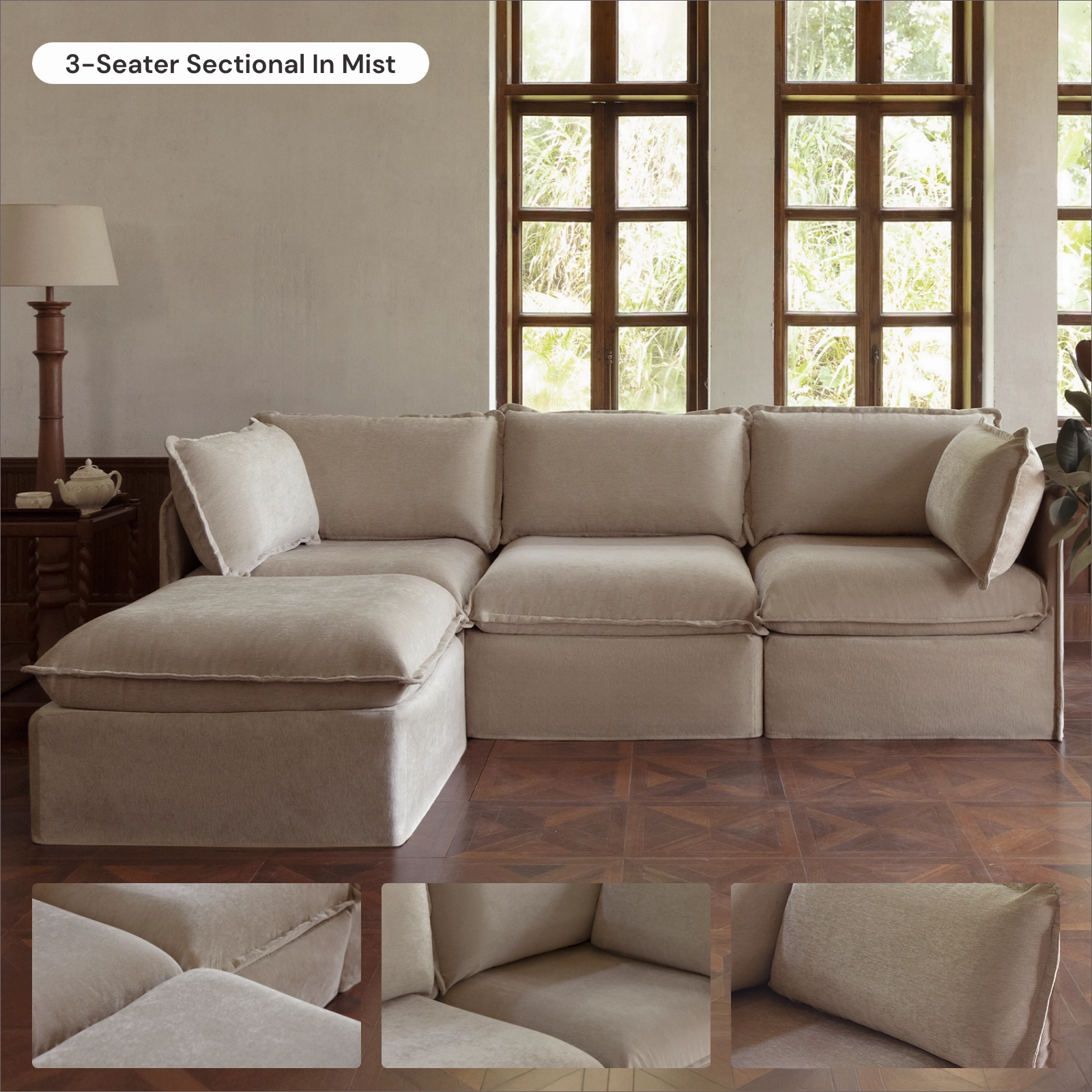 Slipcover Only - Modular Washable Armless Chair in Mist