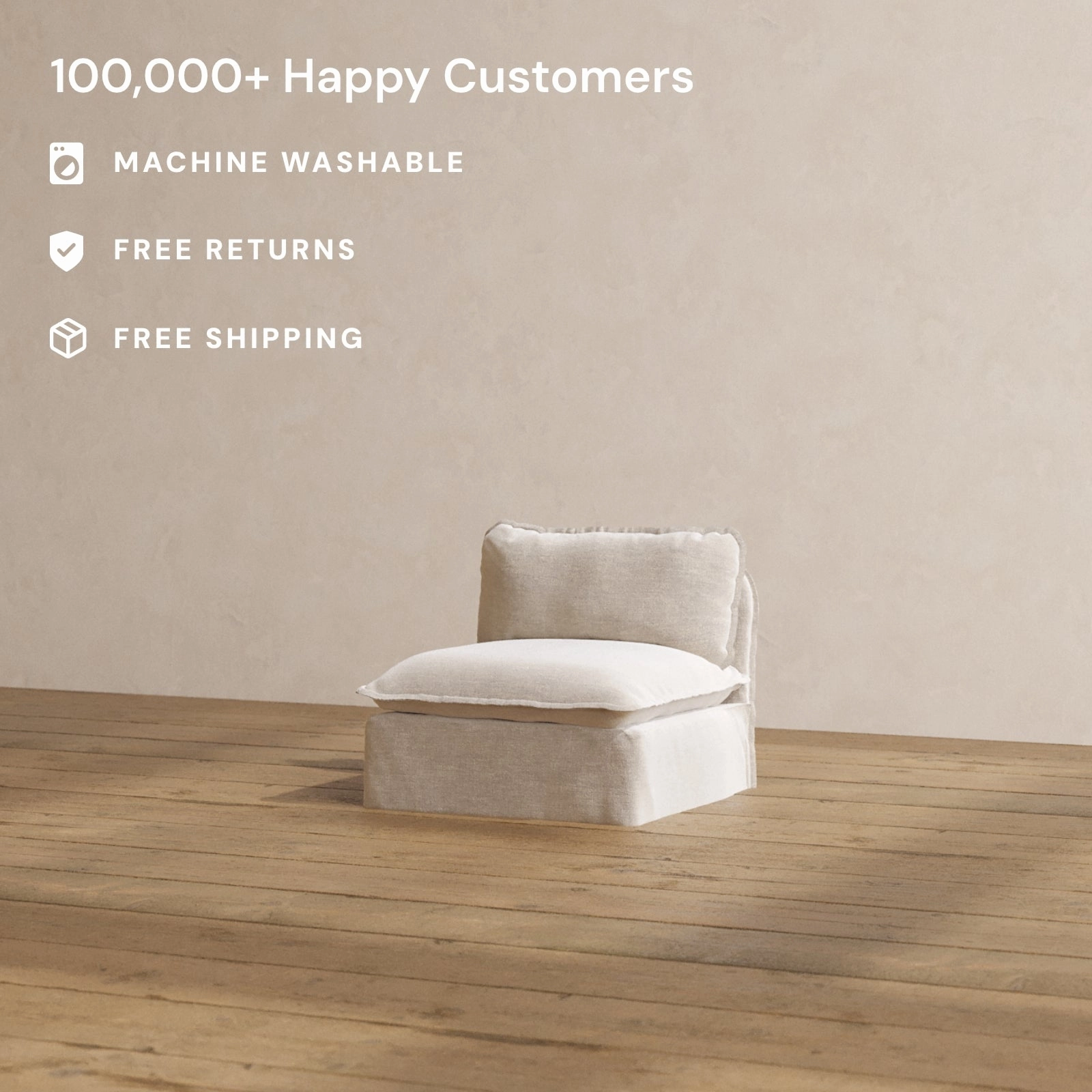 Slipcover Only - Modular Washable Armless Chair in Mist