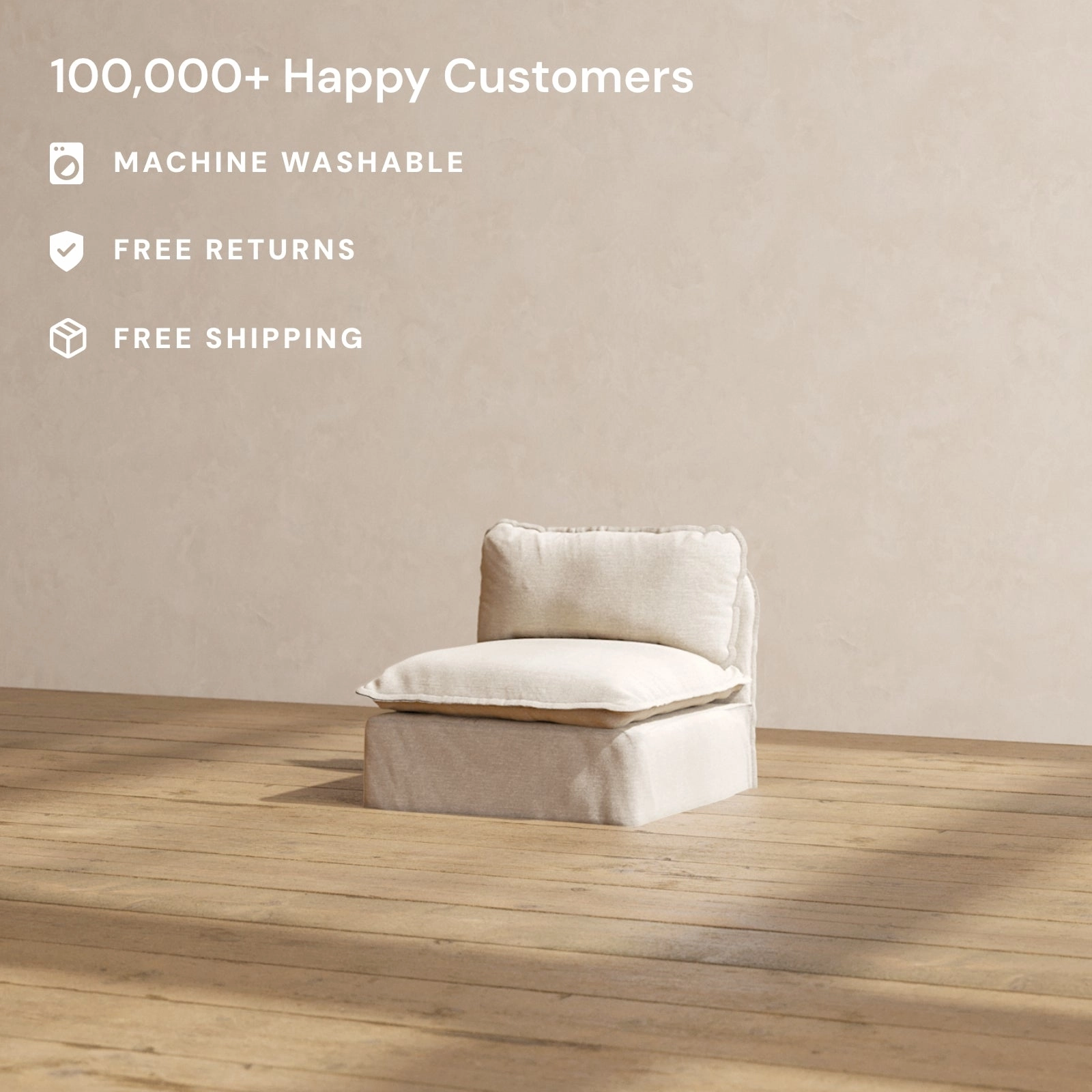 Slipcover Only - Modular Washable Armless Chair in Oat