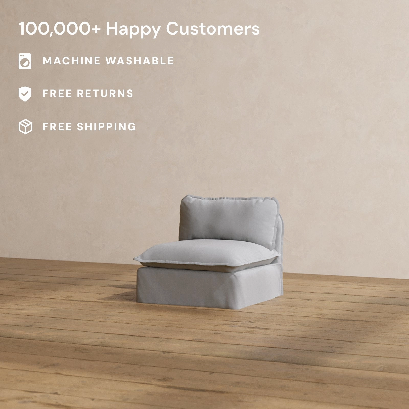 Slipcover Only - Modular Washable Armless Chair in Pumice