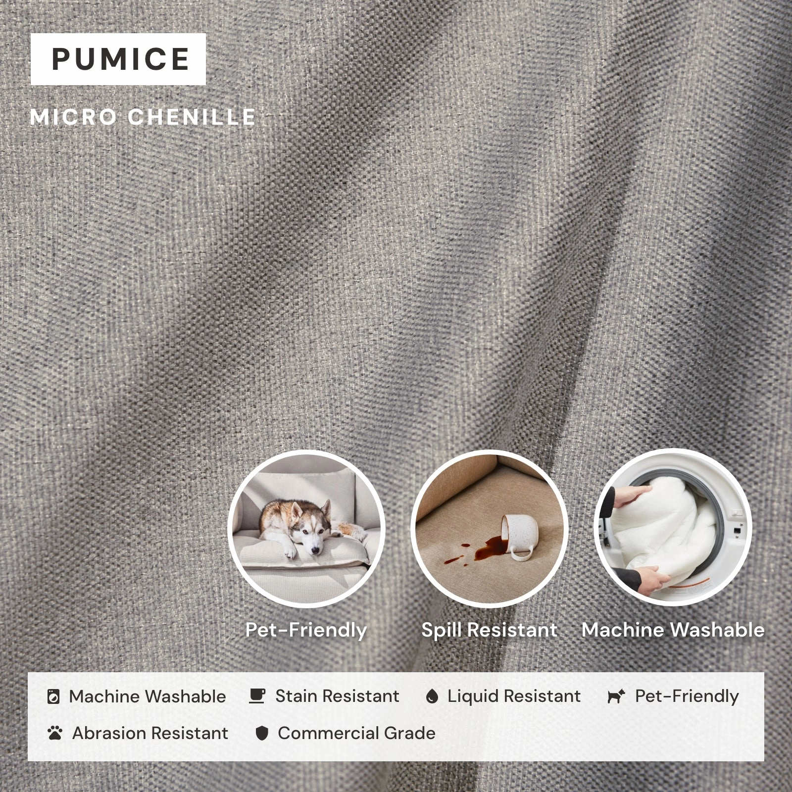 Slipcover Only - Modular Washable Armless Chair in Pumice