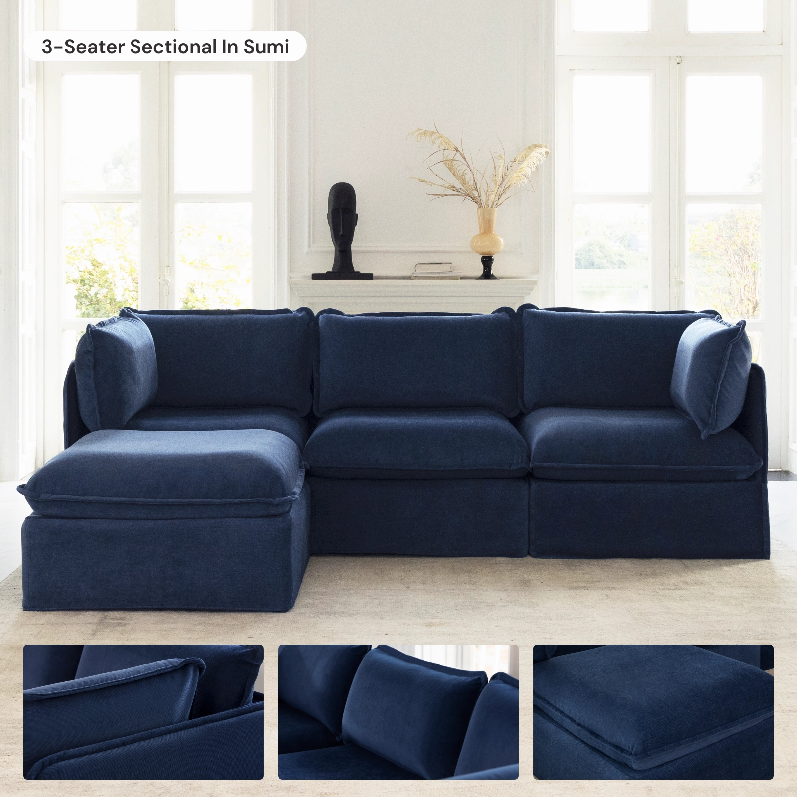 Slipcover Only - Modular Washable Armless Chair in Sumi