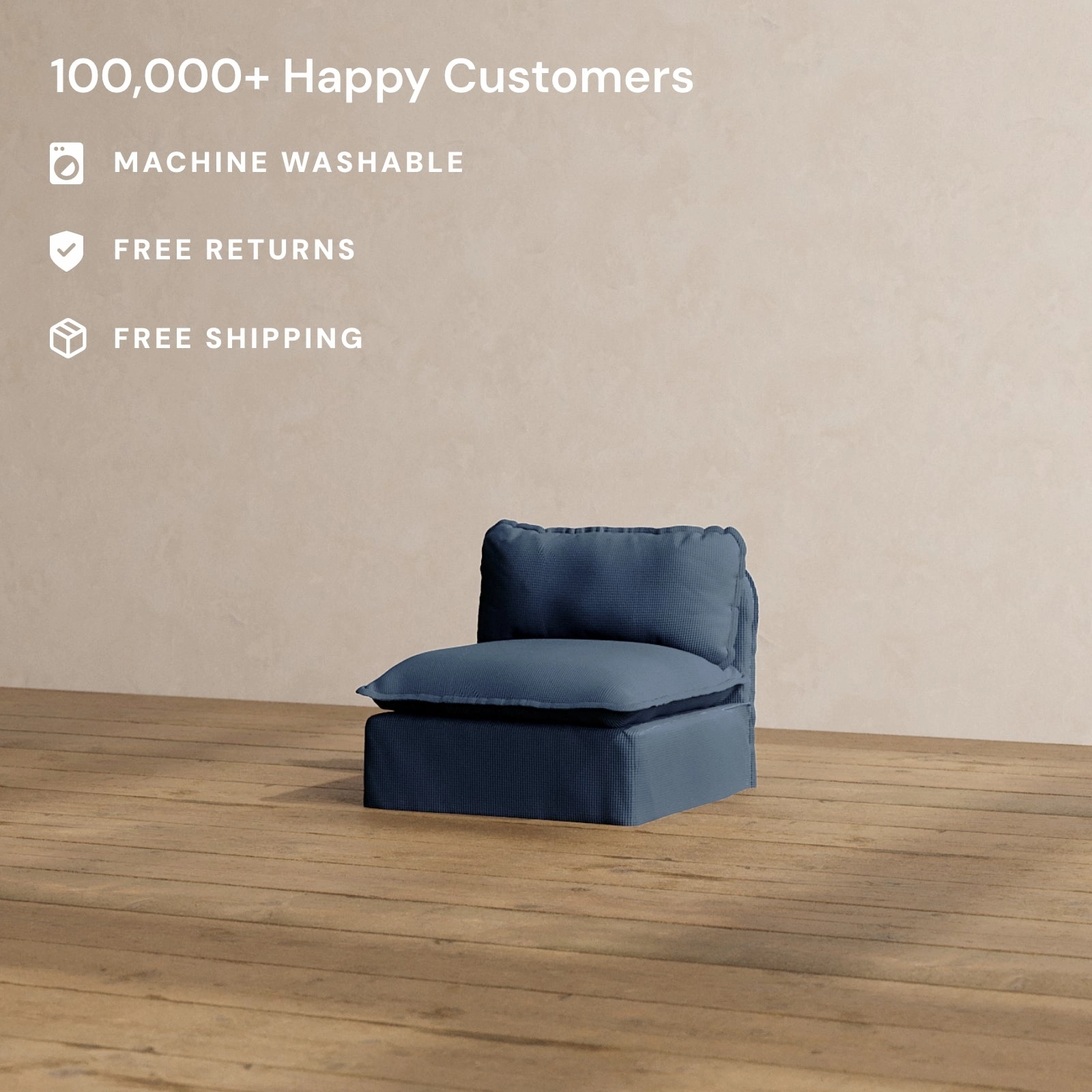 Slipcover Only - Modular Washable Armless Chair in Sumi