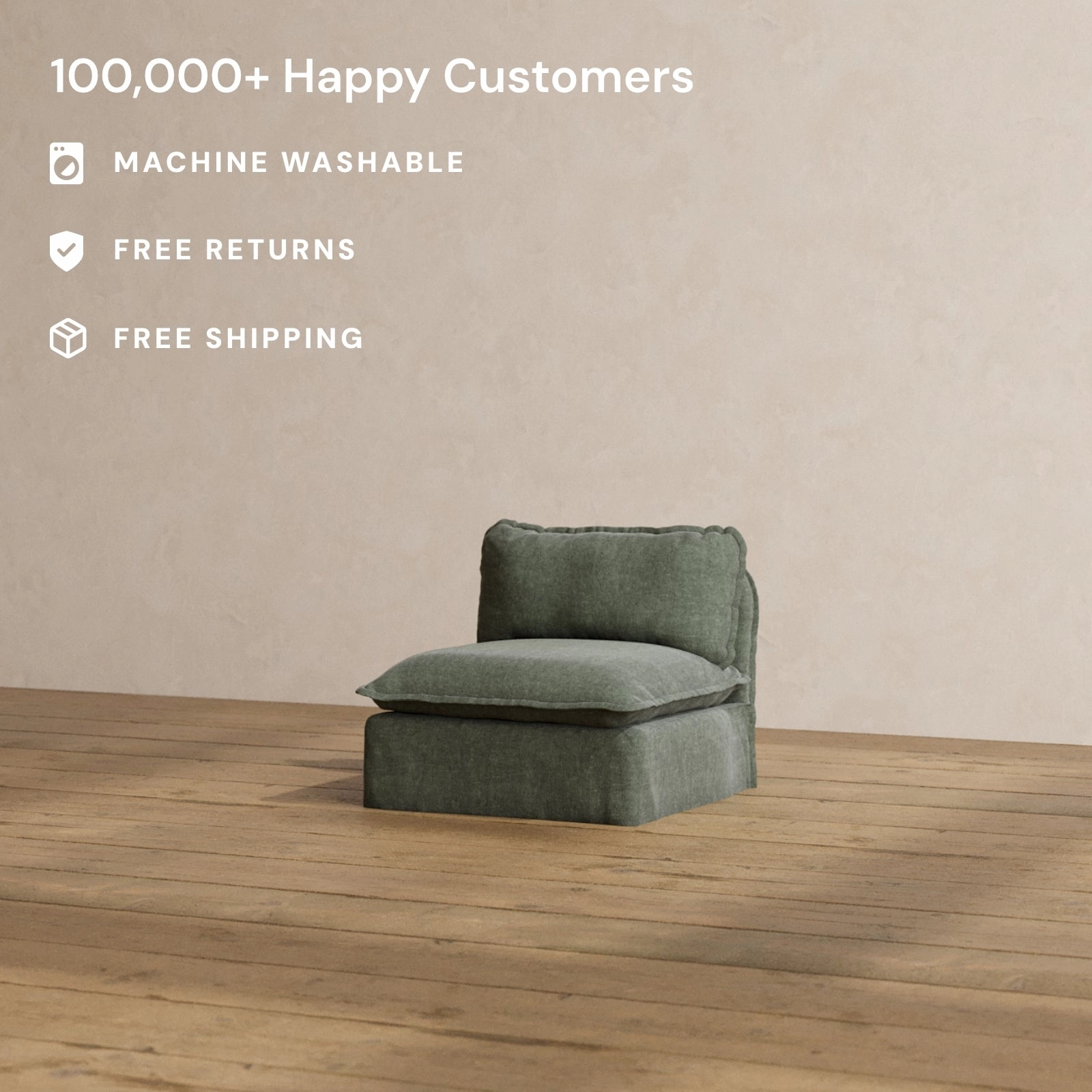 Slipcover Only - Modular Washable Armless Chair in Willow