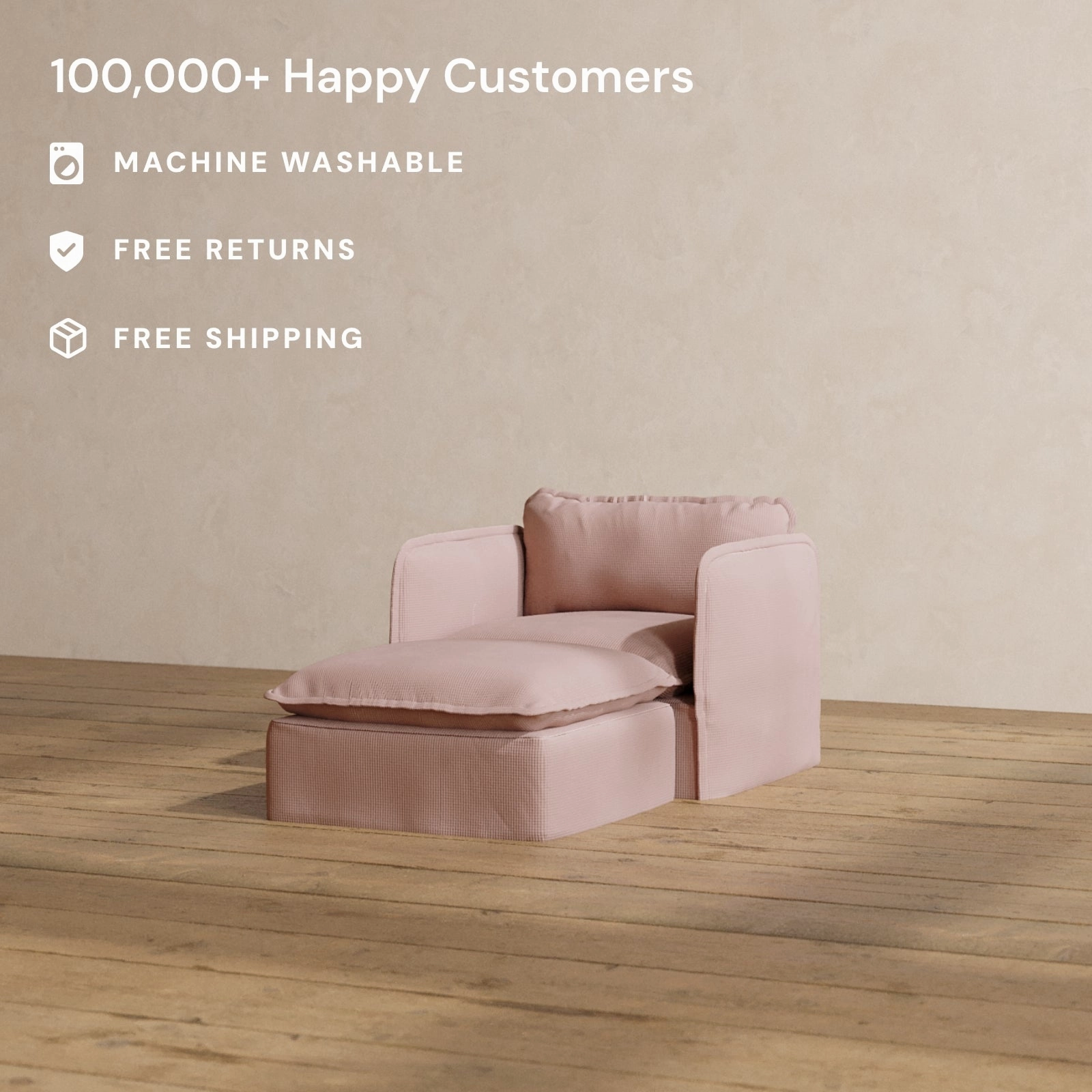 Slipcover Only - Modular Washable Chaise Armchair in Sakura