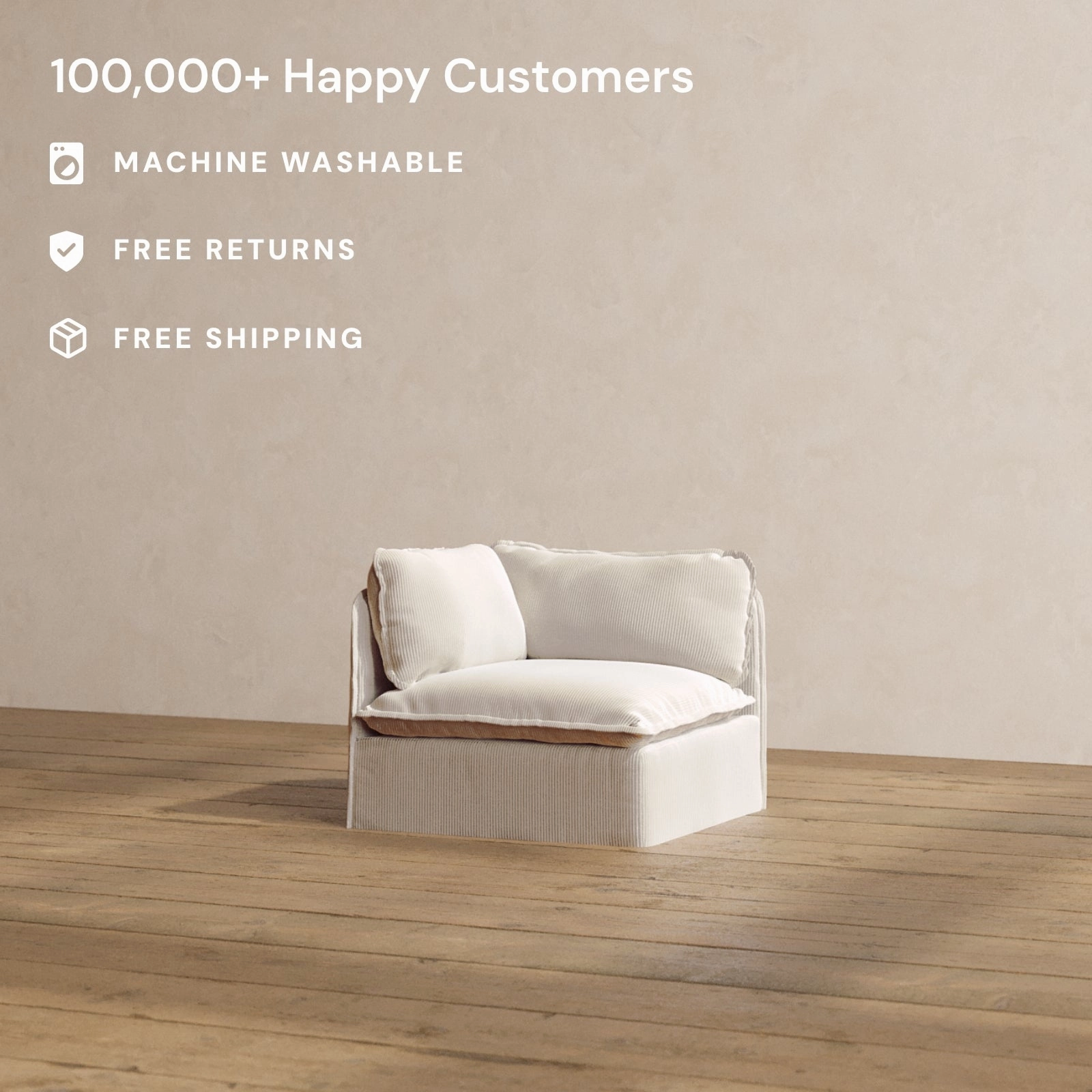 Slipcover Only - Modular Washable Corner Chair in Milk