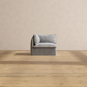 Slipcover Only - Modular Washable End Chair - Left in Ash