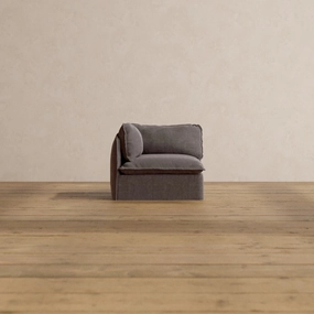 Slipcover Only - Modular Washable End Chair - Left in Caviar