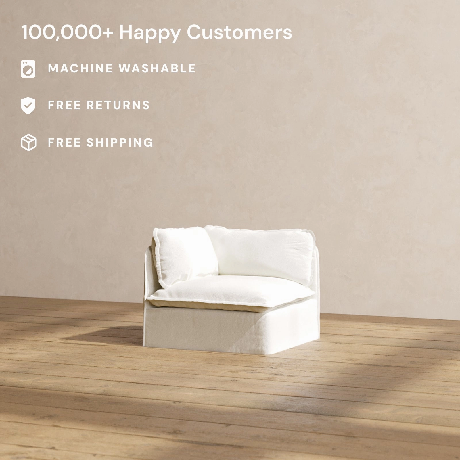 Slipcover Only - Modular Washable End Chair - Left in Eggshell