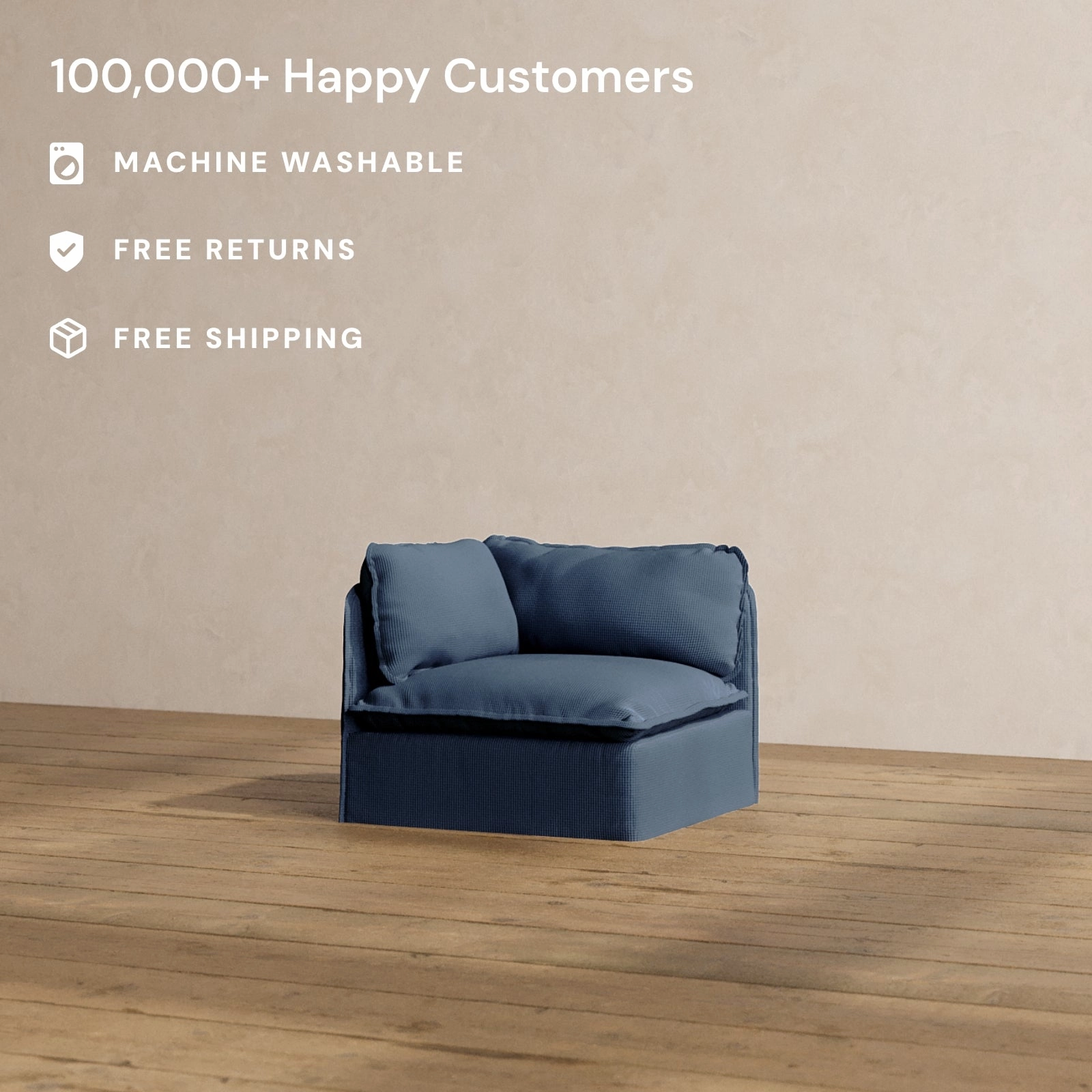 Slipcover Only - Modular Washable End Chair - Left in Sumi