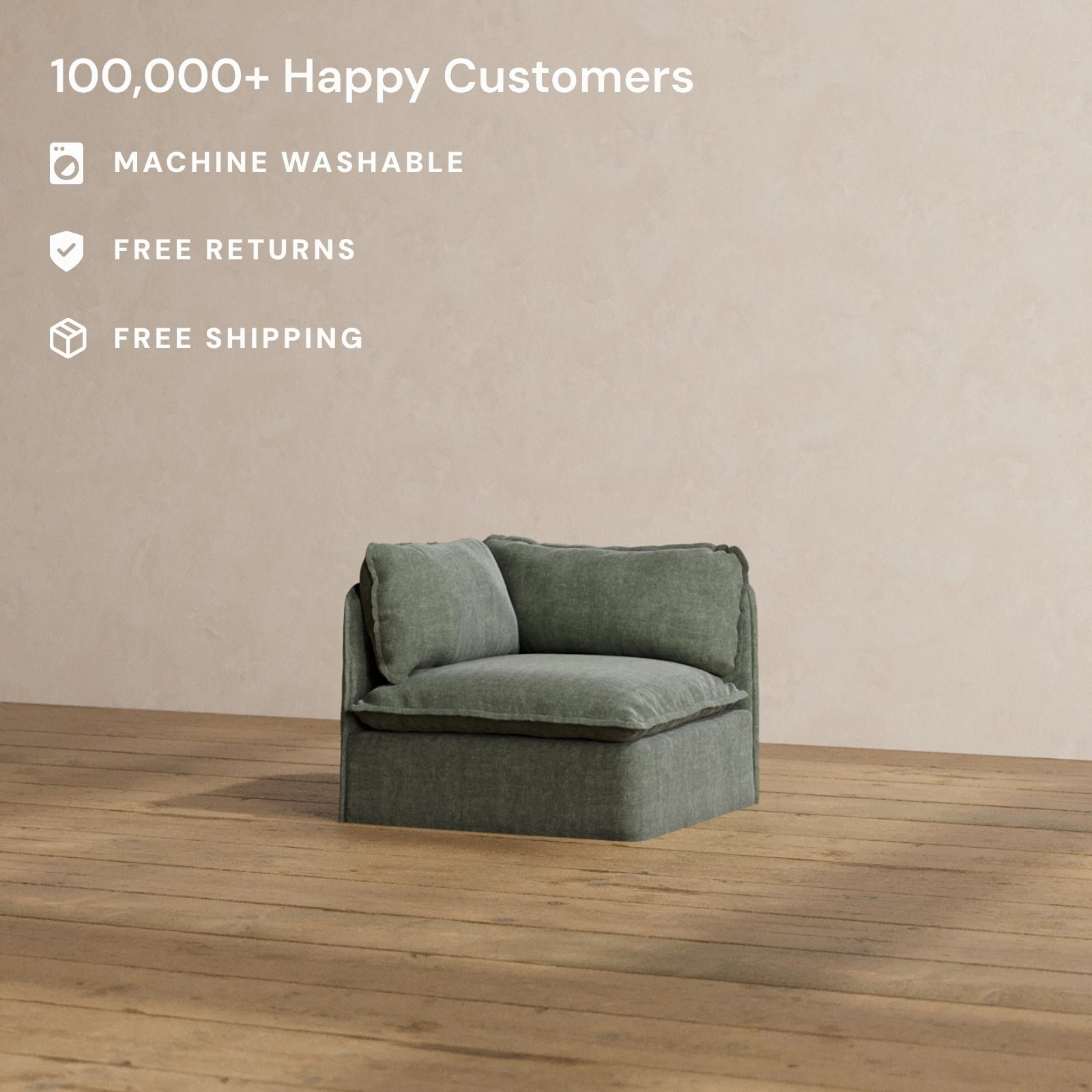 Slipcover Only - Modular Washable End Chair - Left in Willow