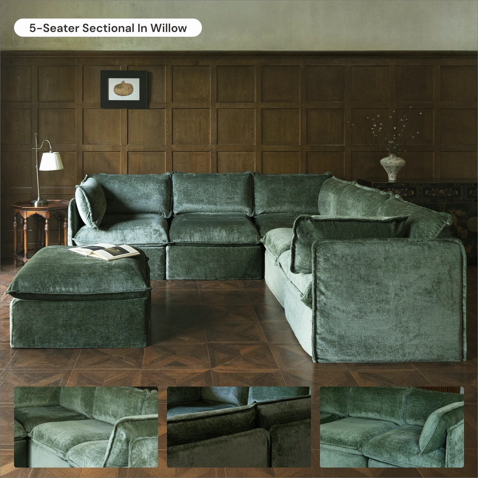 Slipcover Only - Modular Washable End Chair - Left in Willow