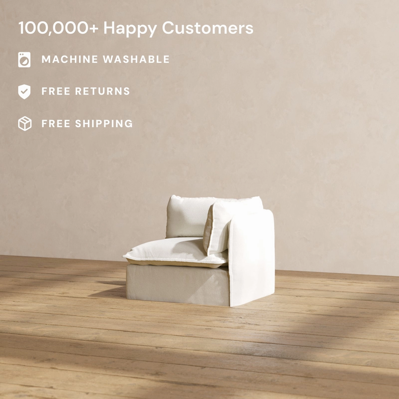 Slipcover Only - Modular Washable End Chair - Right in Eggshell