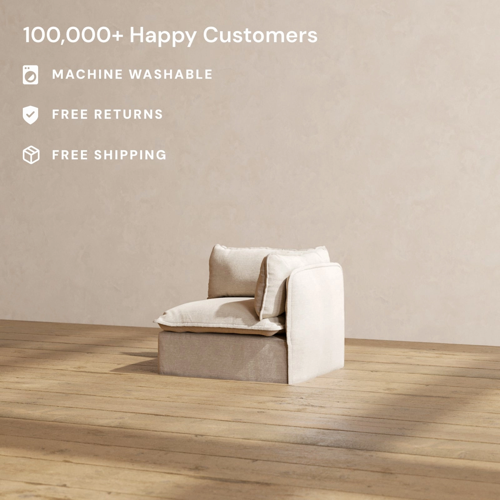 Slipcover Only - Modular Washable End Chair - Right in Oat