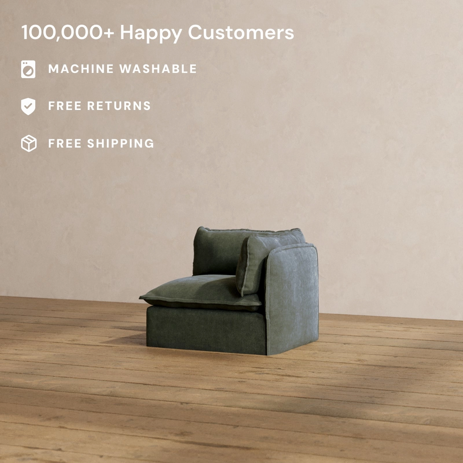 Slipcover Only - Modular Washable End Chair - Right in Olivine