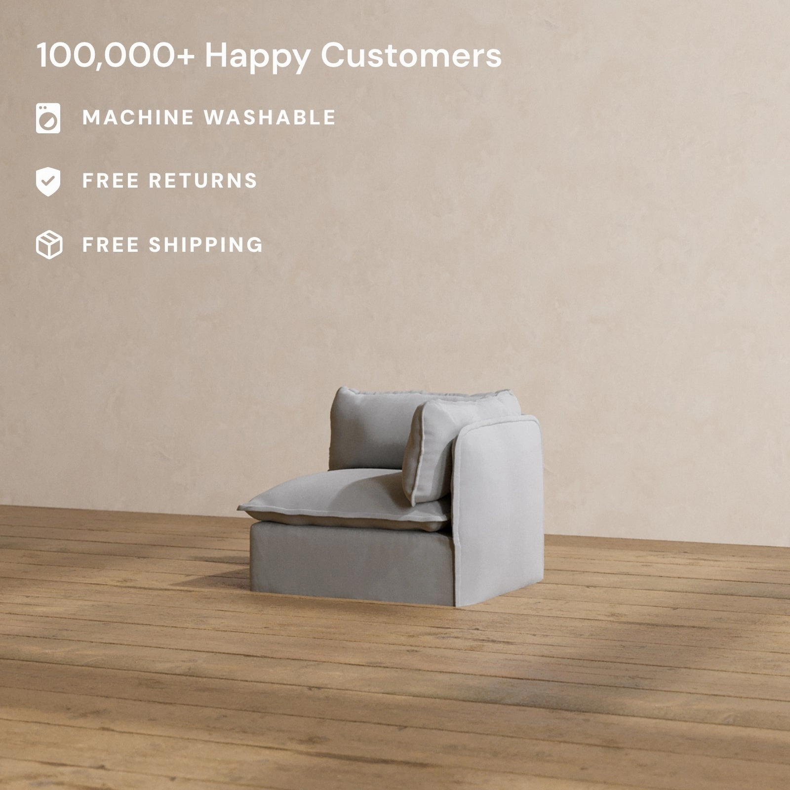 Slipcover Only - Modular Washable End Chair - Right in Pumice