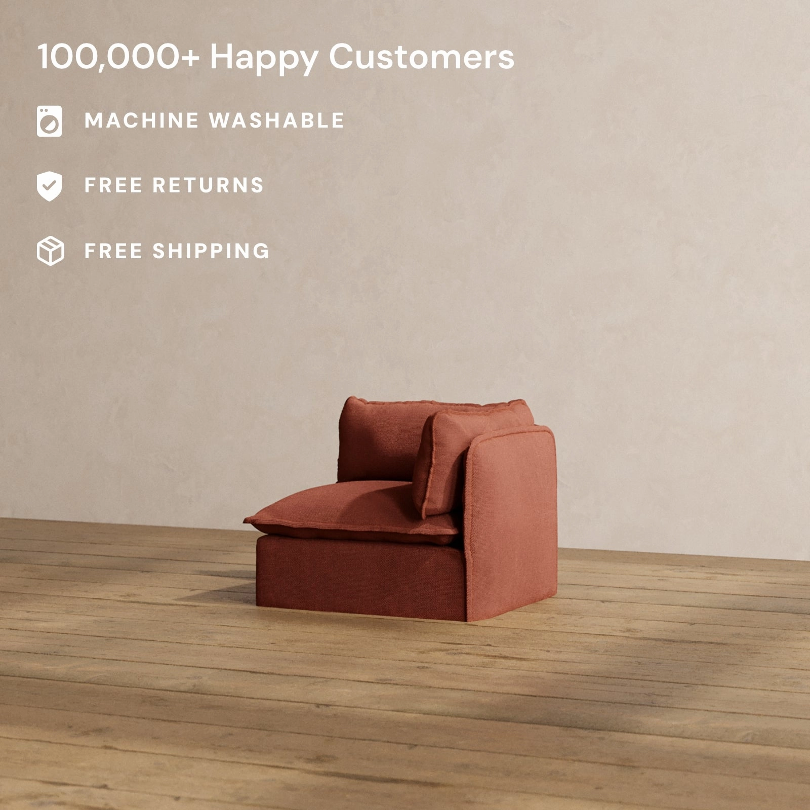 Slipcover Only - Modular Washable End Chair - Right in Rust