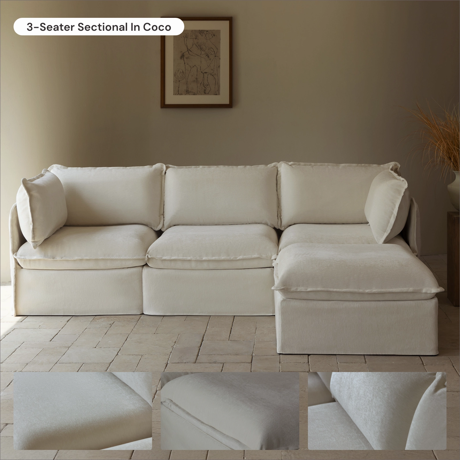 Slipcover Only - Modular Washable Ottoman in Coco