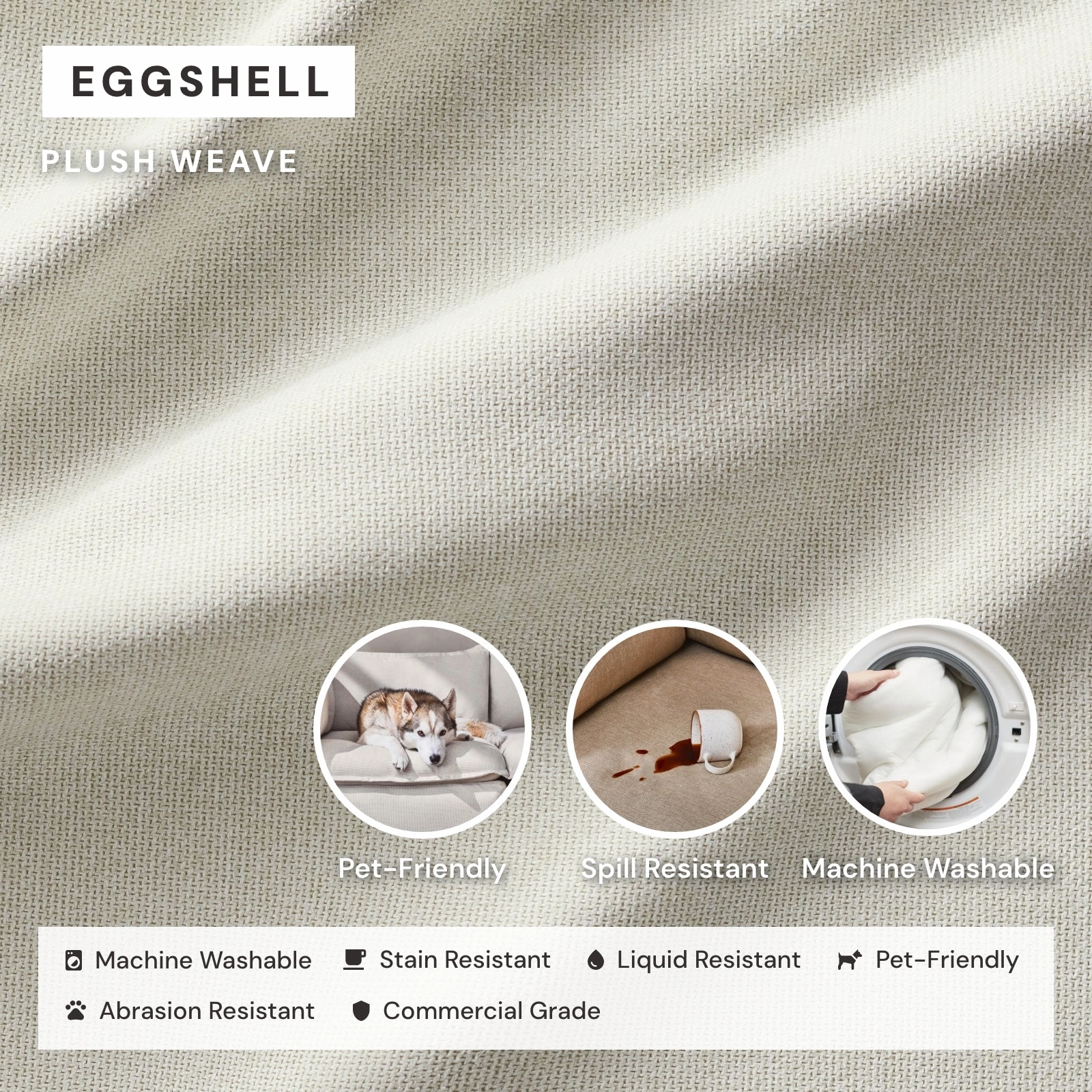 Slipcover Only - Modular Washable Ottoman in Eggshell