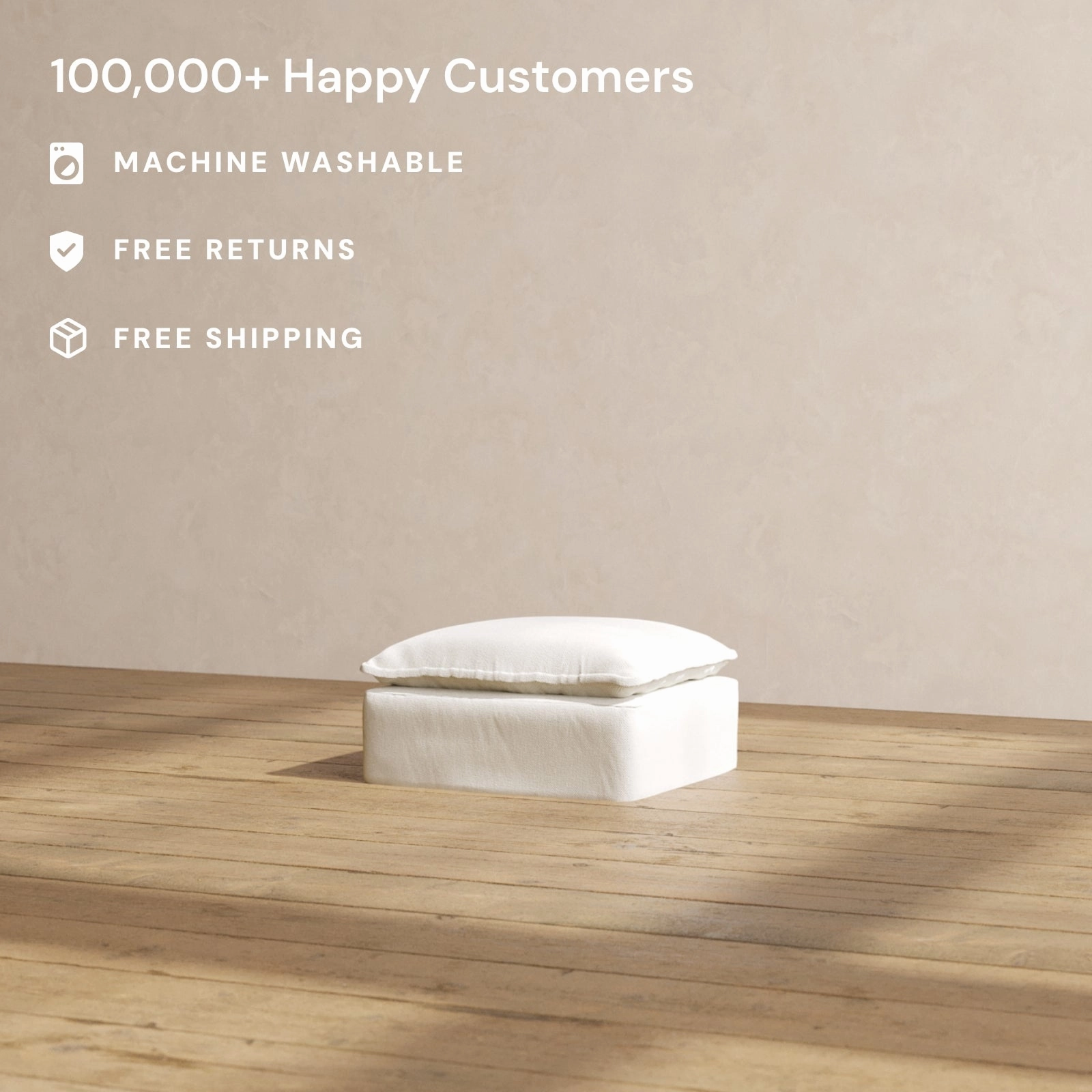 Slipcover Only - Modular Washable Ottoman in Eggshell