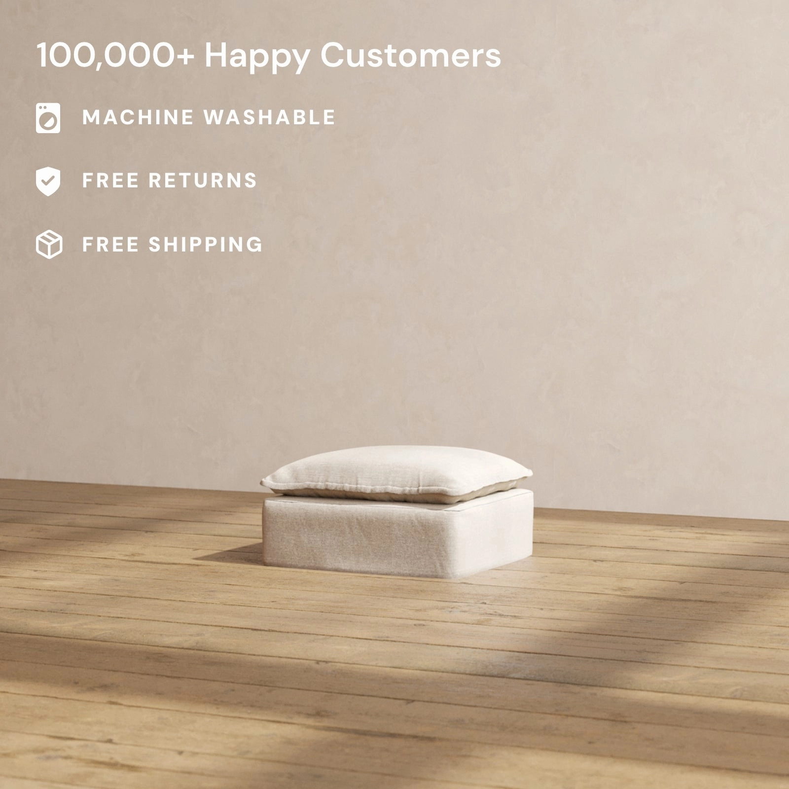Slipcover Only - Modular Washable Ottoman in Oat