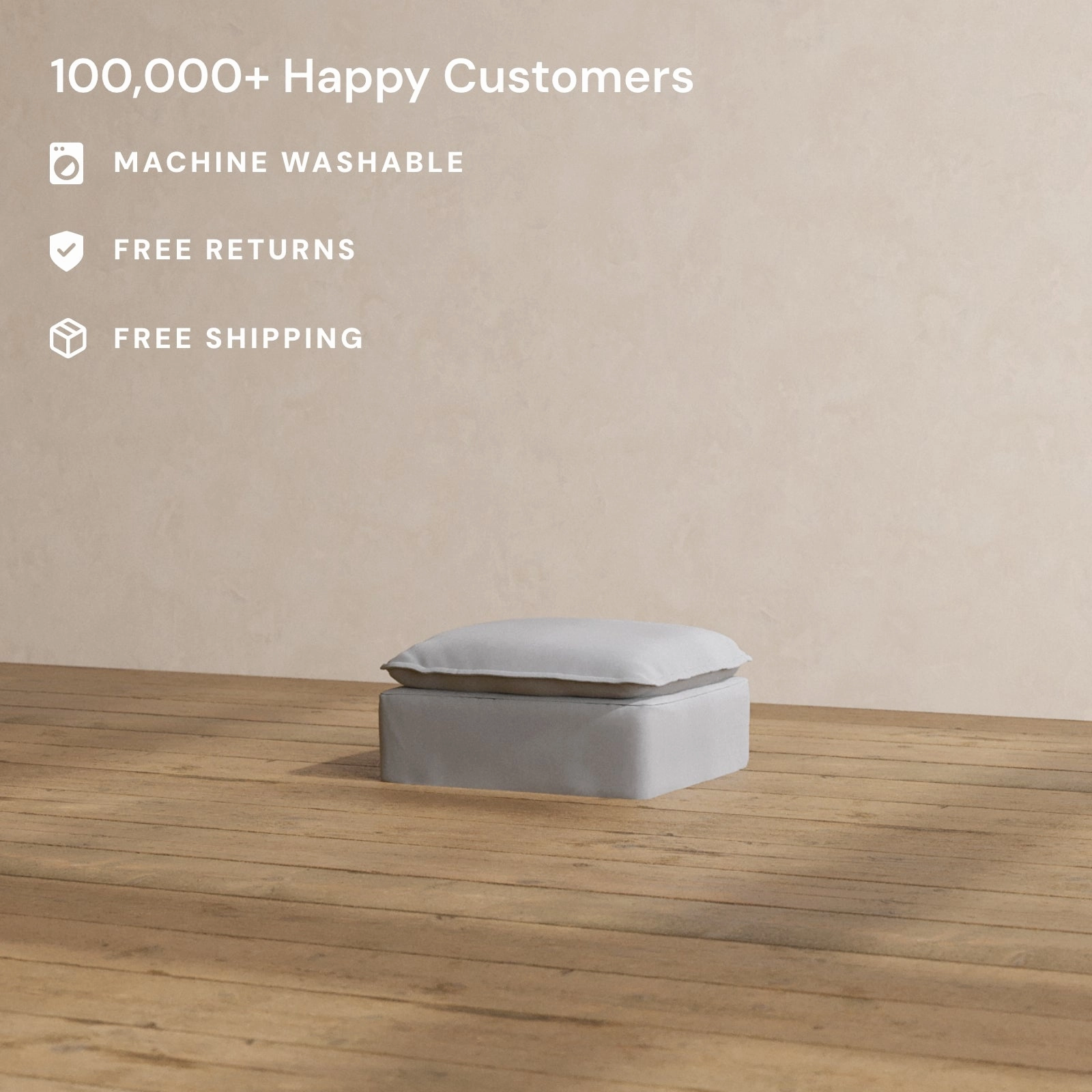 Slipcover Only - Modular Washable Ottoman in Pumice