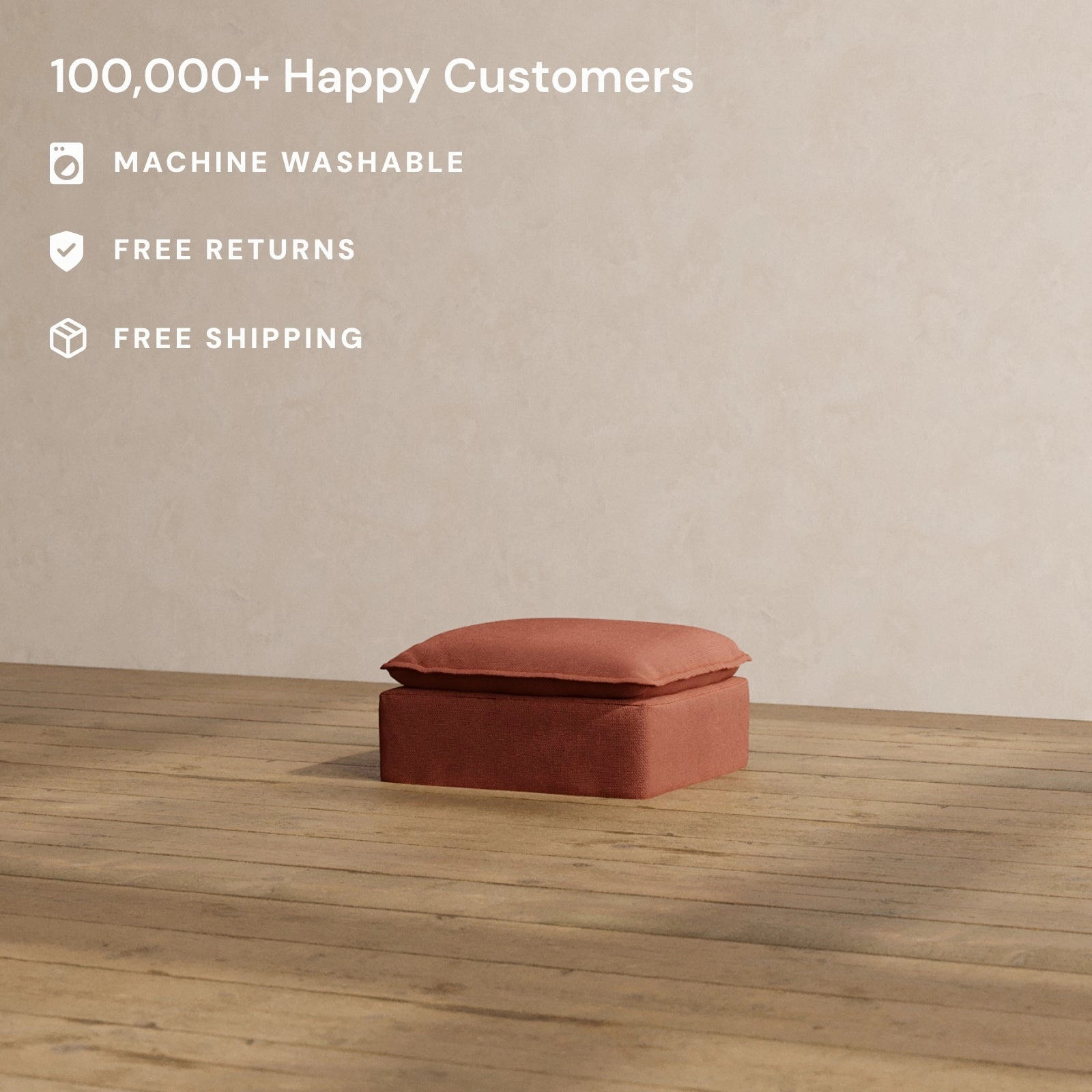 Slipcover Only - Modular Washable Ottoman in Rust