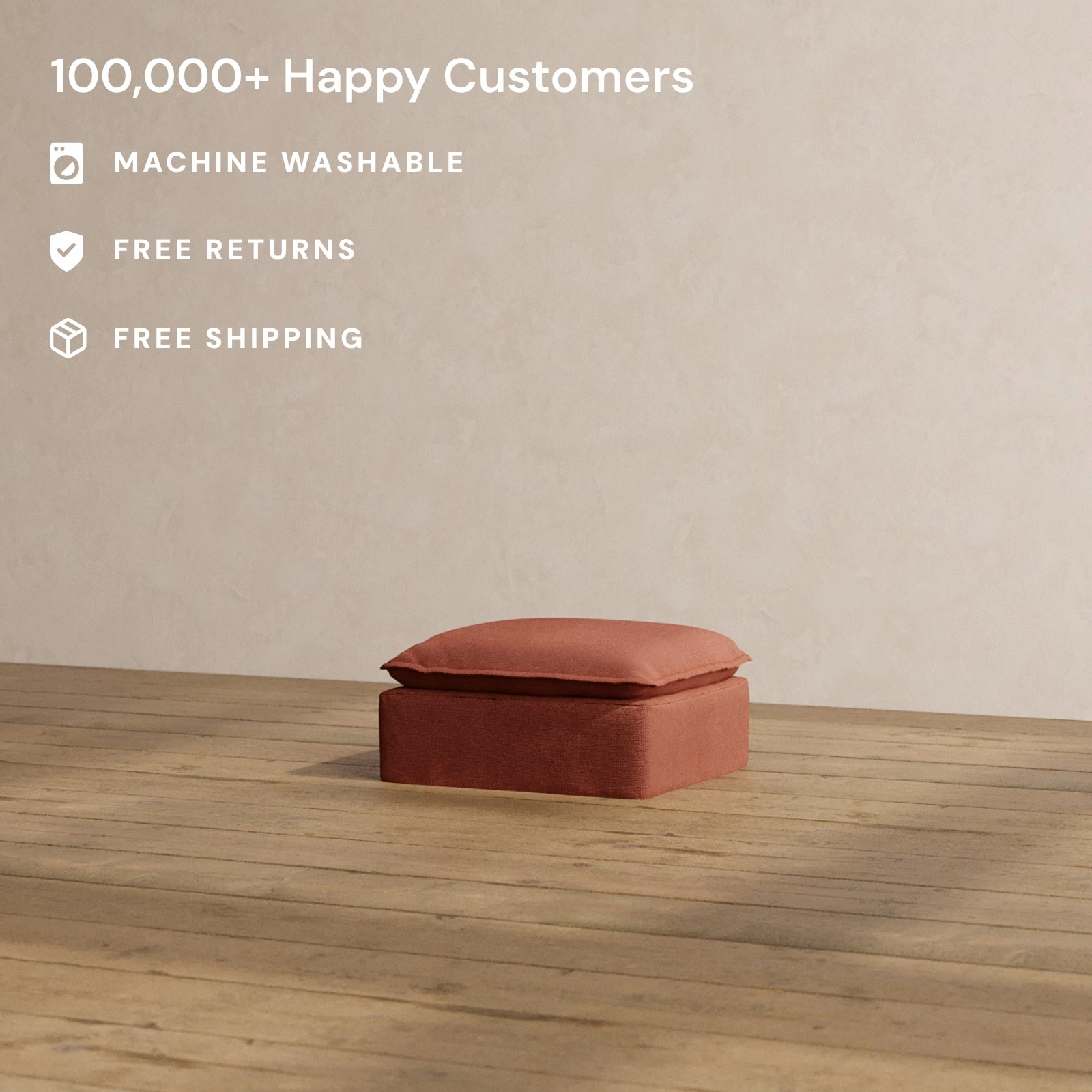 Slipcover Only - Modular Washable Ottoman in Rust