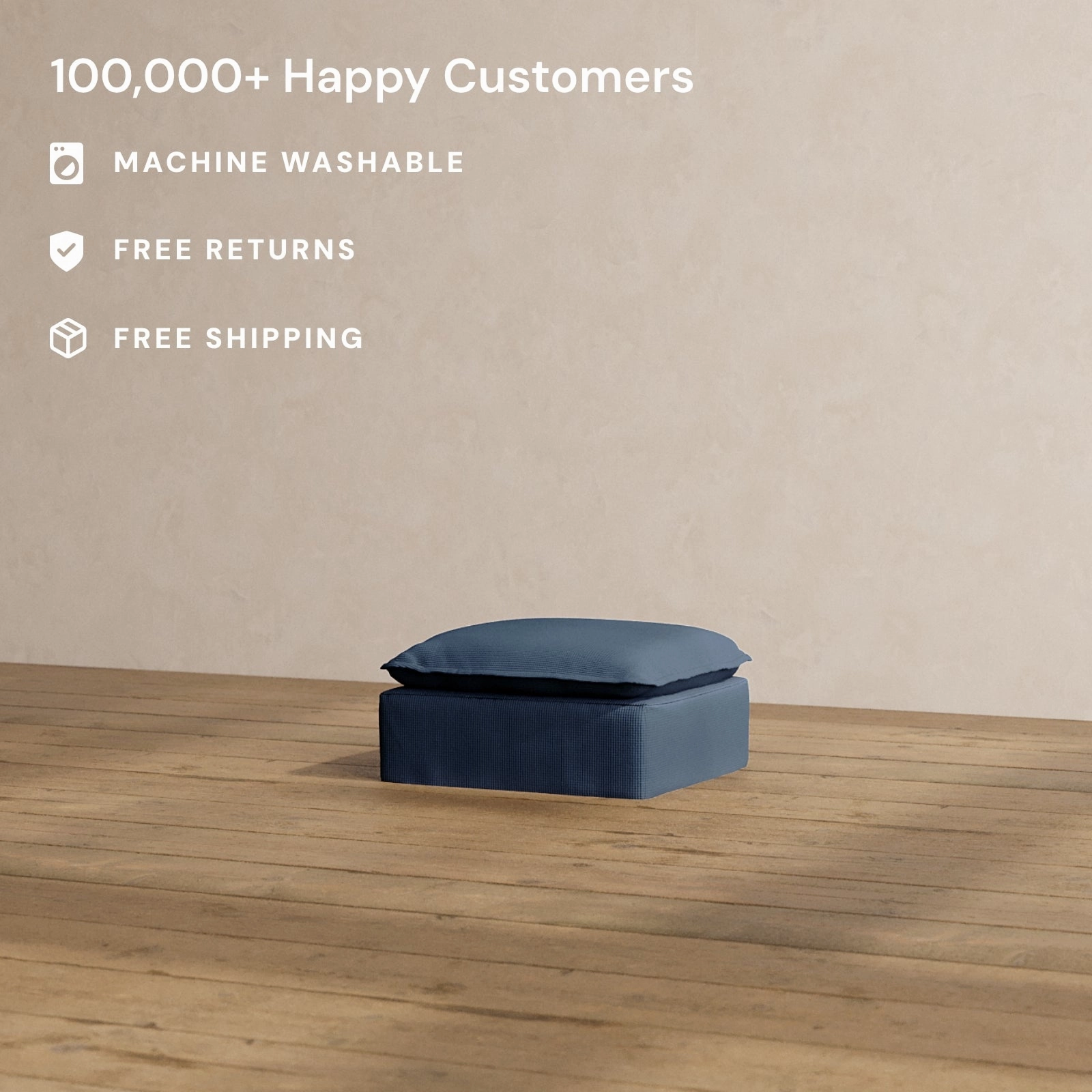 Slipcover Only - Modular Washable Ottoman in Sumi