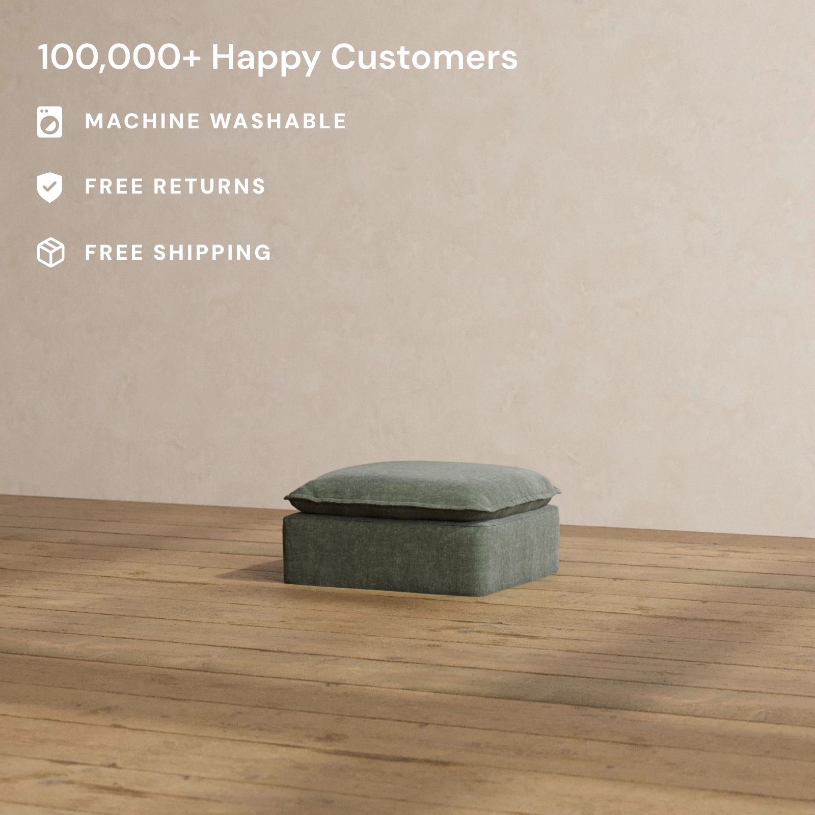 Slipcover Only - Modular Washable Ottoman in Willow