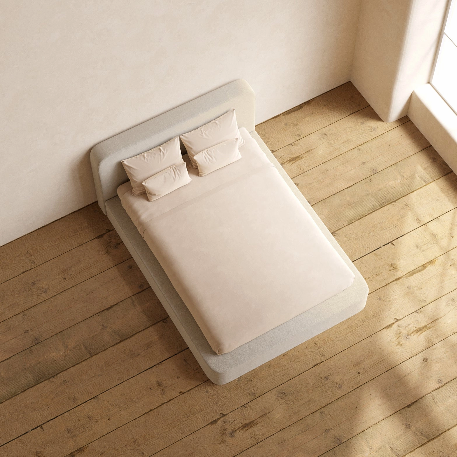 Slipcover Only - Queen Upholstered Platform Bed   Headboard | Blended Weave in Oat