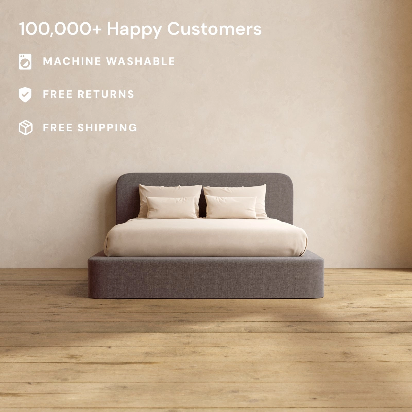 Slipcover Only - Queen Upholstered Platform Bed   Headboard | Heirloom Velvet in Caviar
