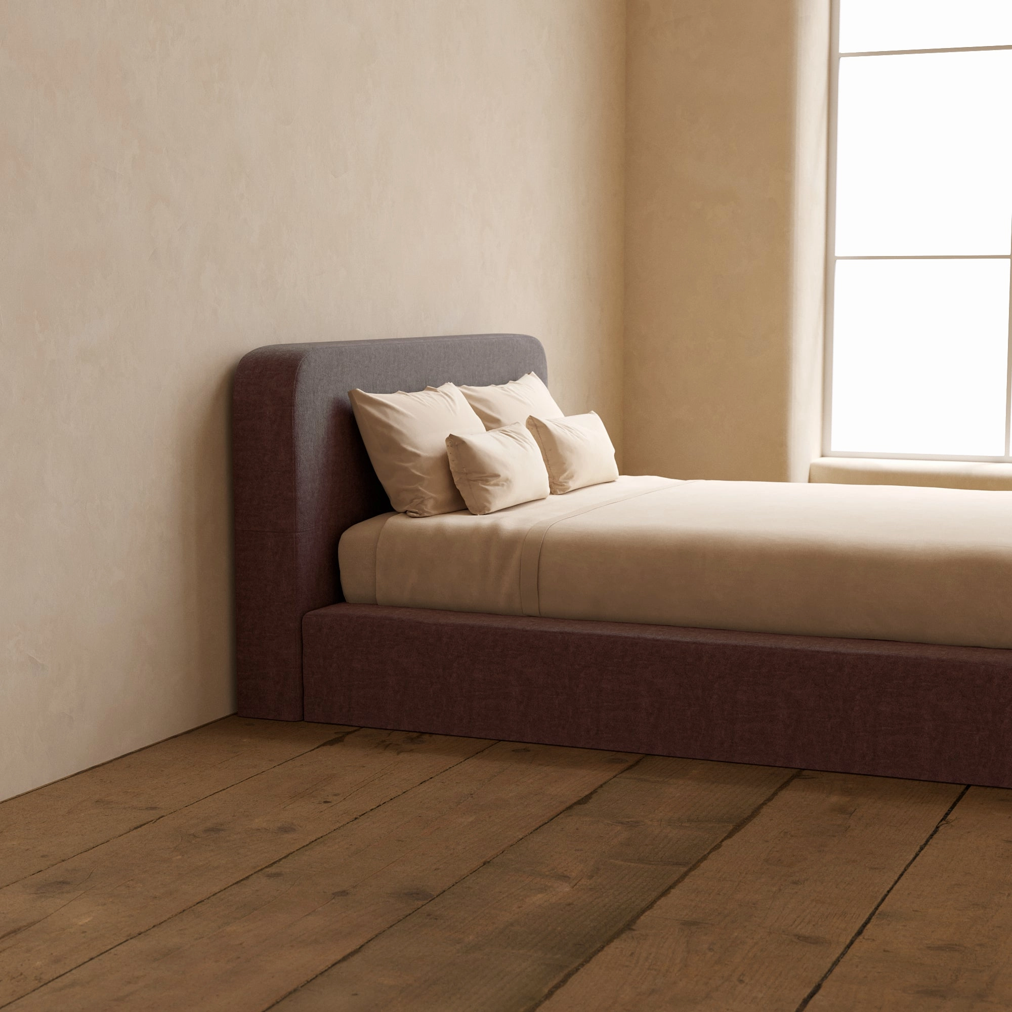 Slipcover Only - Queen Upholstered Platform Bed   Headboard | Heirloom Velvet in Caviar