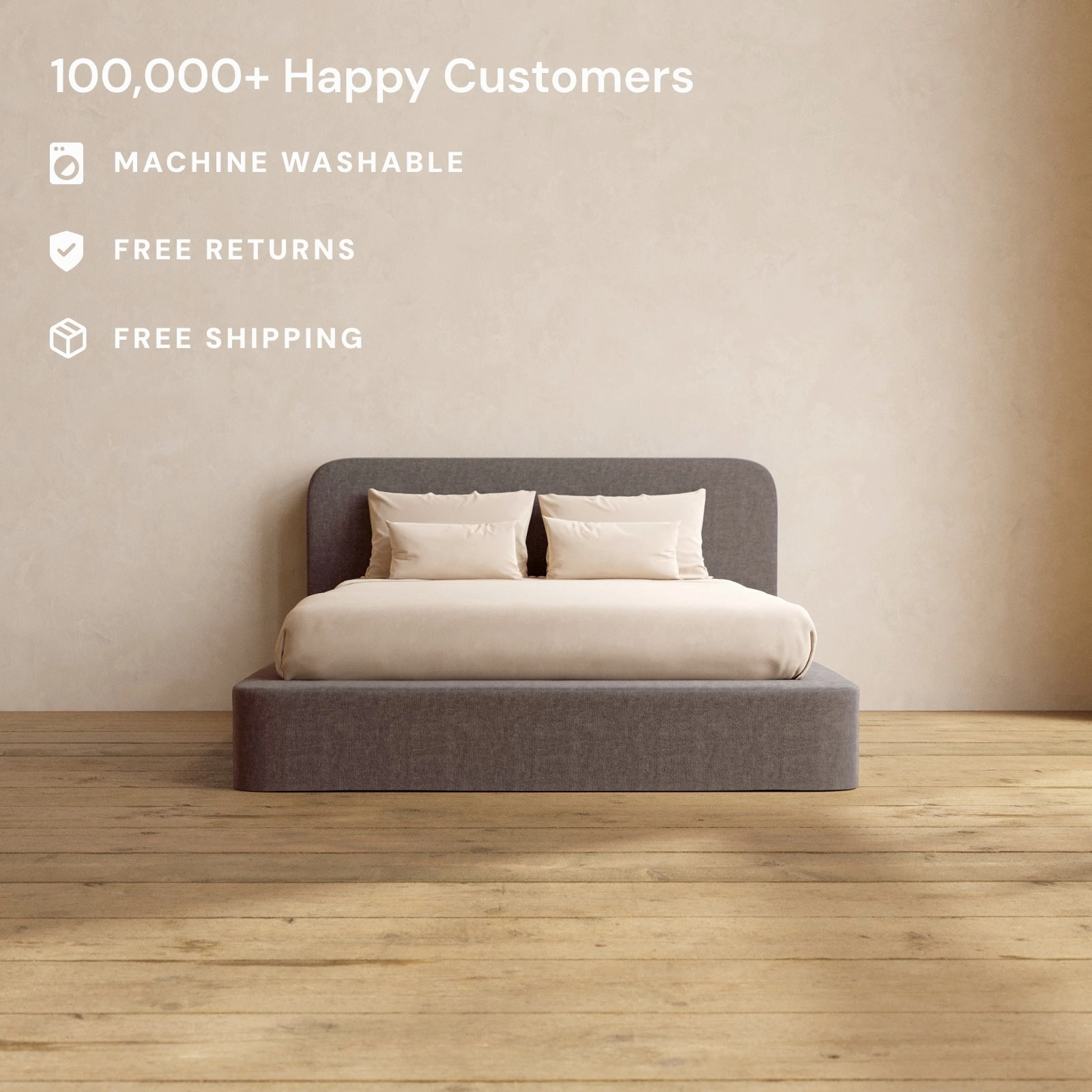 Slipcover Only - Queen Upholstered Platform Bed   Headboard | Heirloom Velvet in Caviar