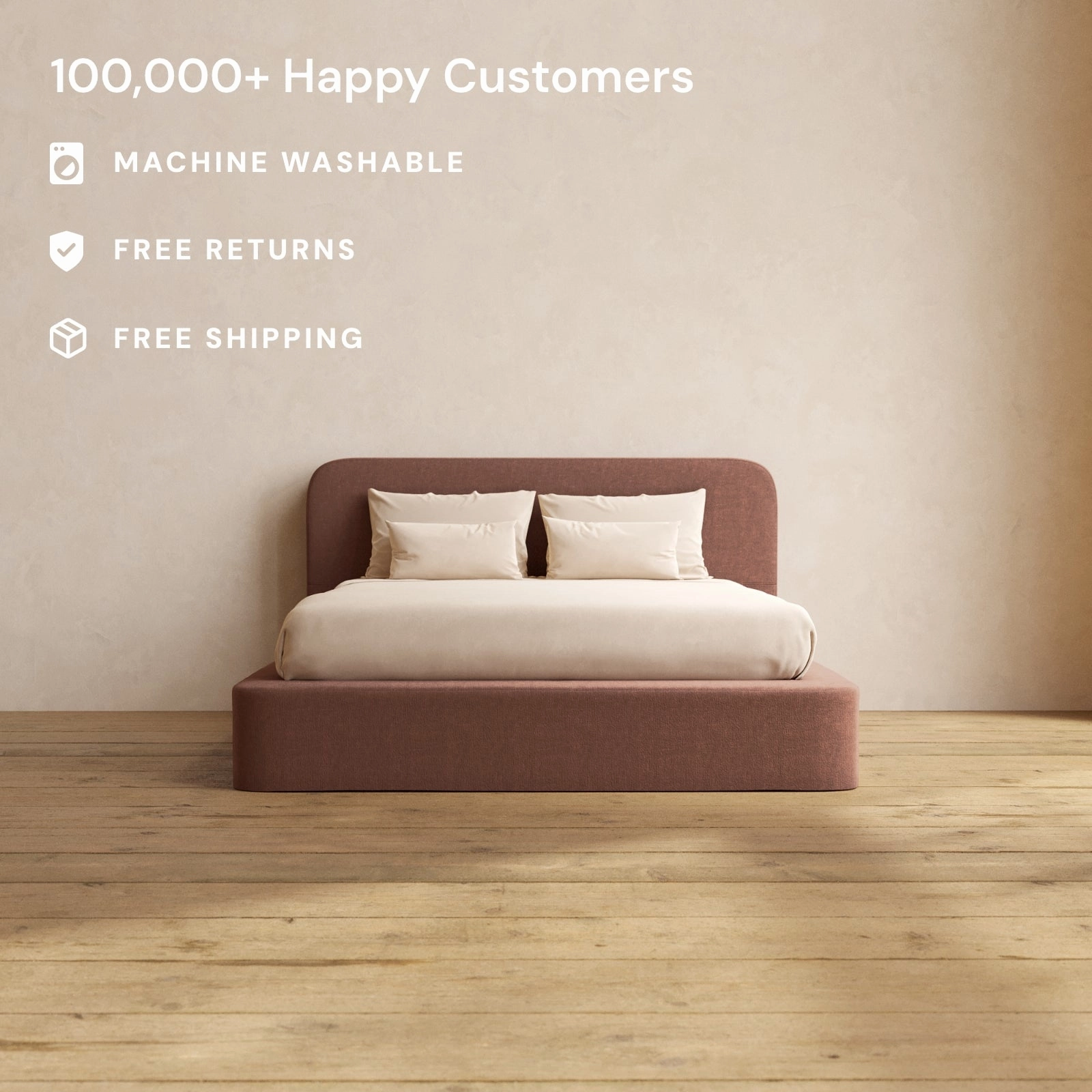 Slipcover Only - Queen Upholstered Platform Bed   Headboard | Heirloom Velvet in Chestnut