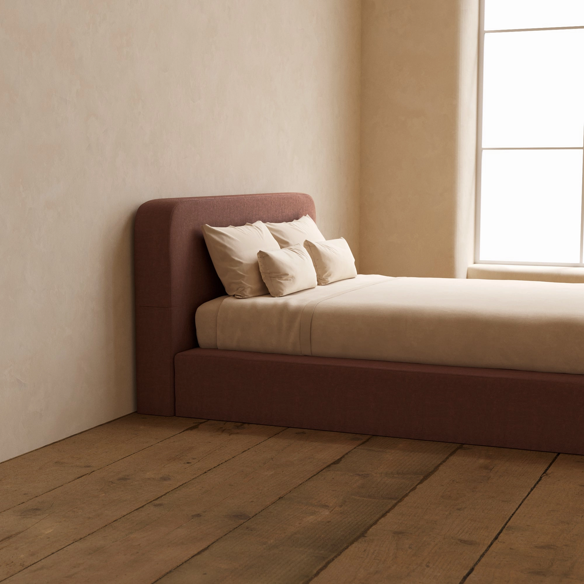 Slipcover Only - Queen Upholstered Platform Bed   Headboard | Heirloom Velvet in Chestnut