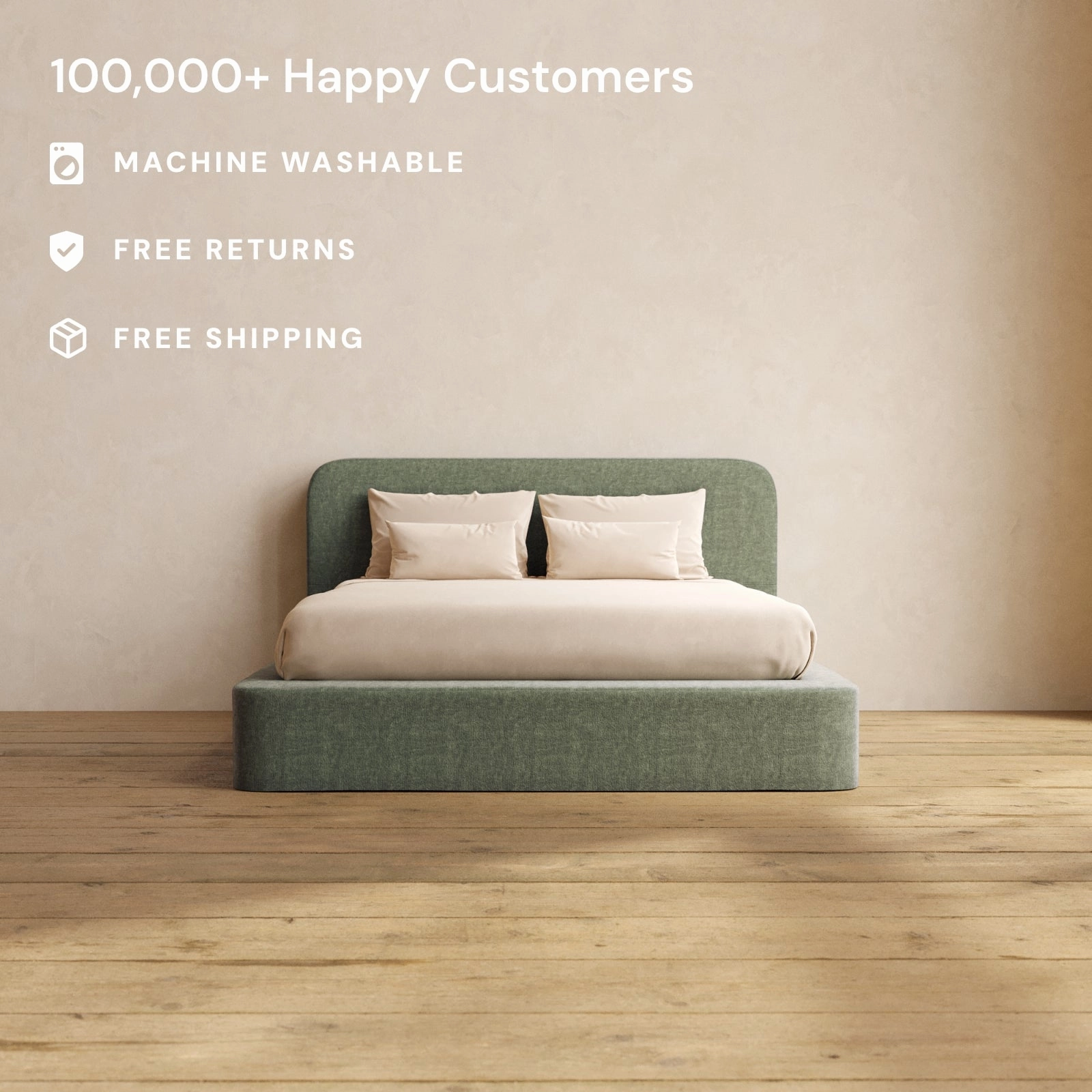 Slipcover Only - Queen Upholstered Platform Bed   Headboard | Heirloom Velvet in Willow