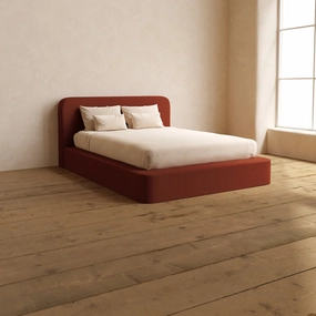 Slipcover Only - Queen Upholstered Platform Bed   Headboard | Knit Velvet in Rust