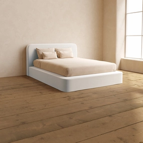 Slipcover Only - Queen Upholstered Platform Bed   Headboard | Luxe Corduroy in Milk