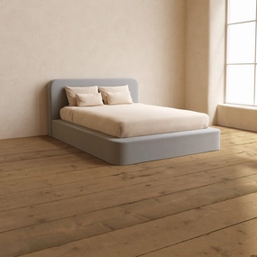 Slipcover Only - Queen Upholstered Platform Bed   Headboard | Micro Chenille in Pumice