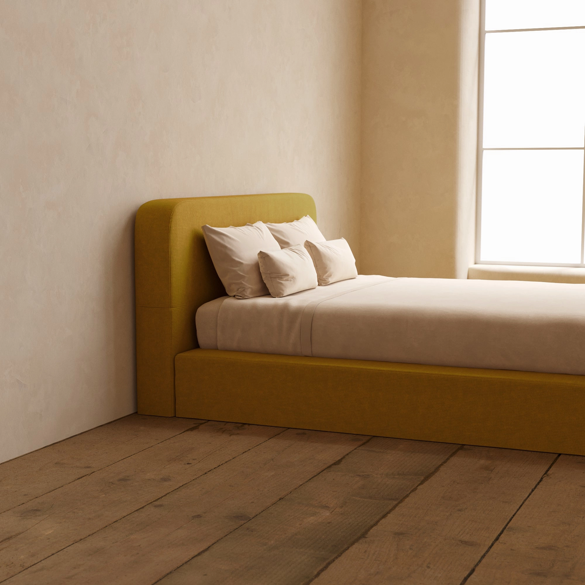 Slipcover Only - Queen Upholstered Platform Bed   Headboard | Mizu Weave in Kiiro