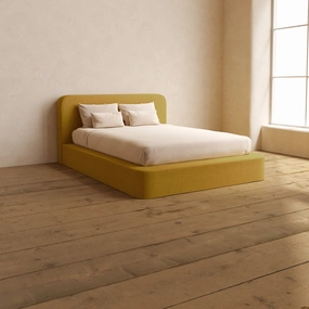 Slipcover Only - Queen Upholstered Platform Bed   Headboard | Mizu Weave in Kiiro