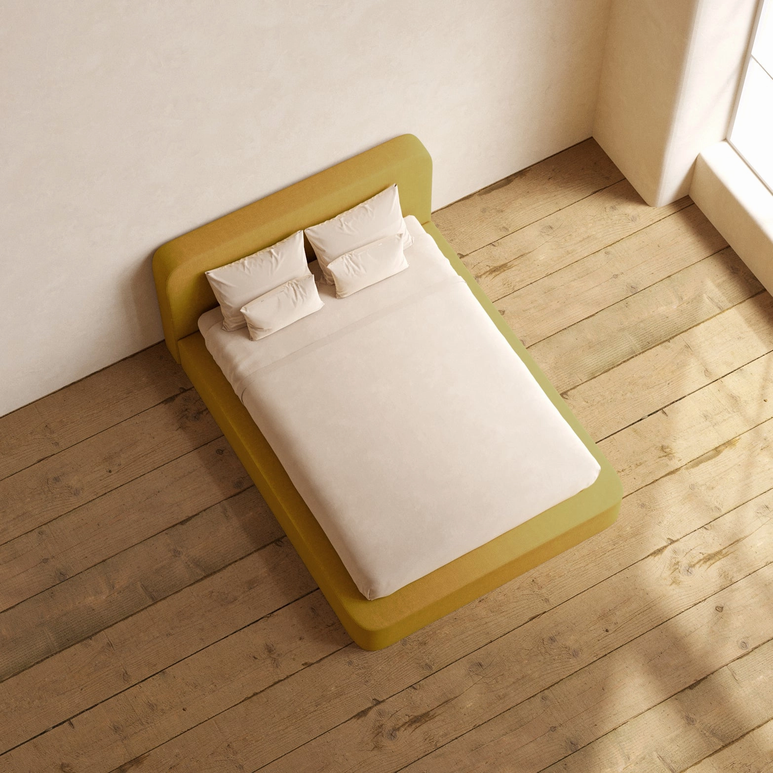 Slipcover Only - Queen Upholstered Platform Bed   Headboard | Mizu Weave in Kiiro