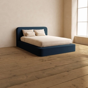 Slipcover Only - Queen Upholstered Platform Bed   Headboard | Mizu Weave in Sumi